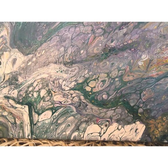 SET/2 Coastal Waves Flow Fluid Art, Hand Painted, Swipe and Spin Abstract, EUC - Picture 14 of 16